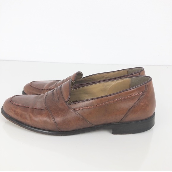 Perry Ellis Brown Leather Penny Loafers 8 Italian main image 9
